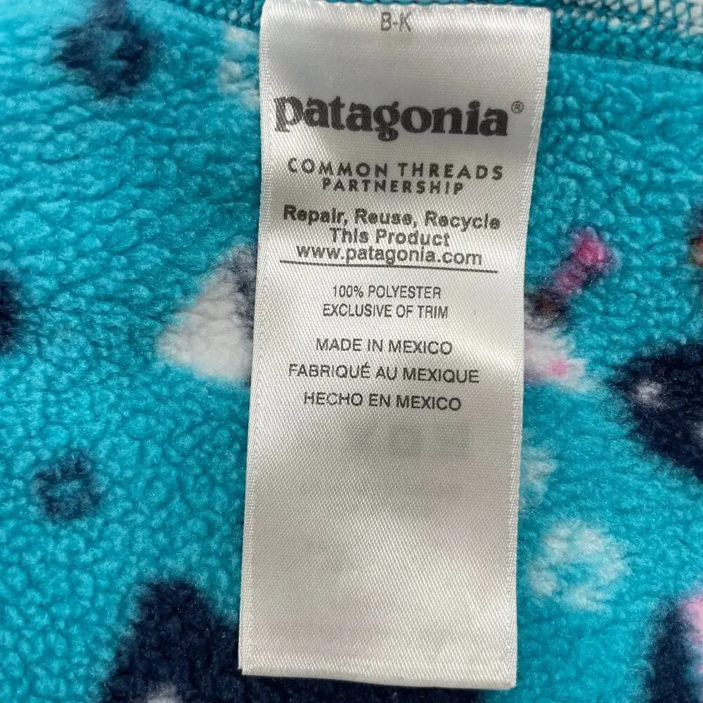 Patagonia Synchilla Fleece Hoodie Jacket Foxes Blue Pink Animal Print Size 4T